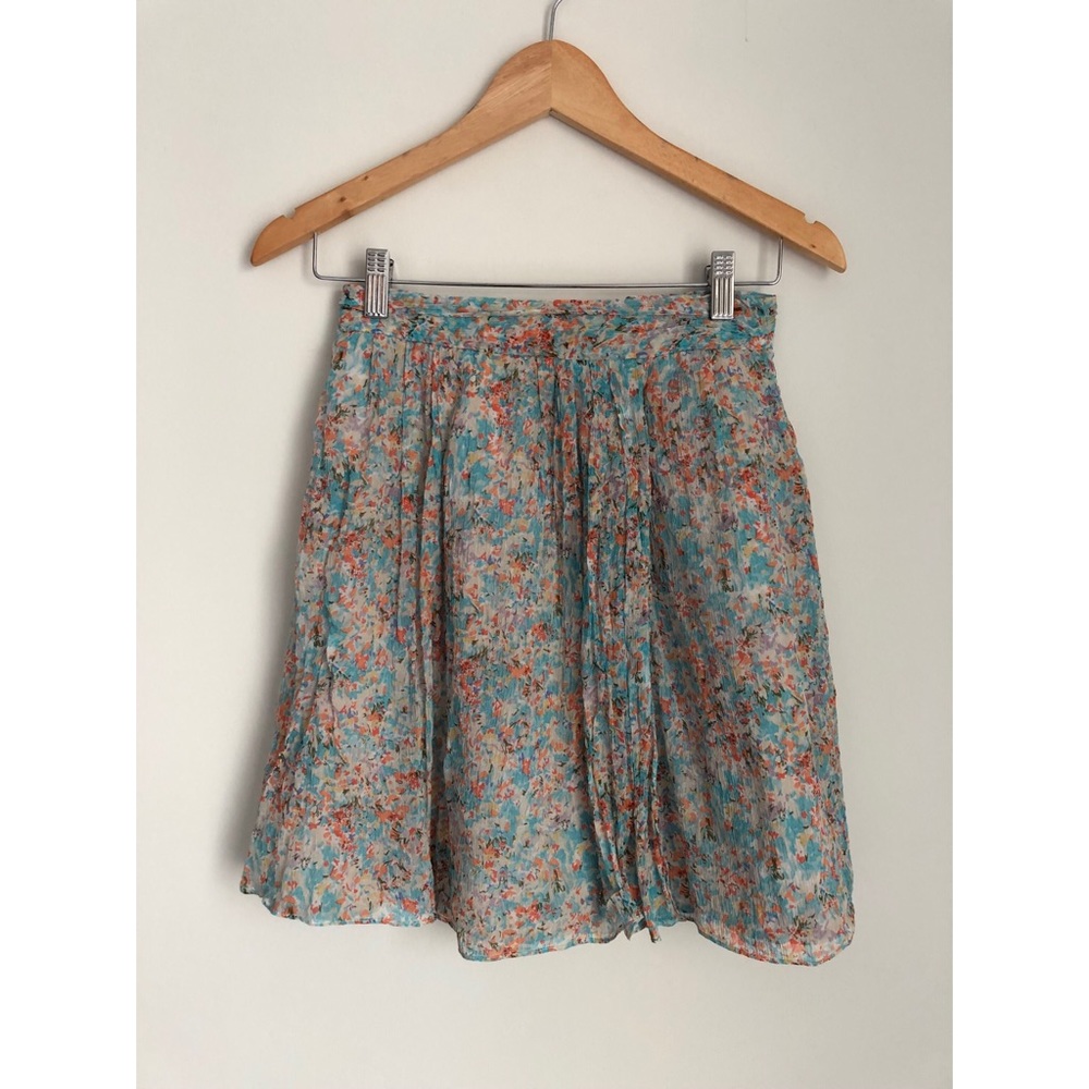 J Crew Floral Print Silk Multicolor Skirt  sz 0